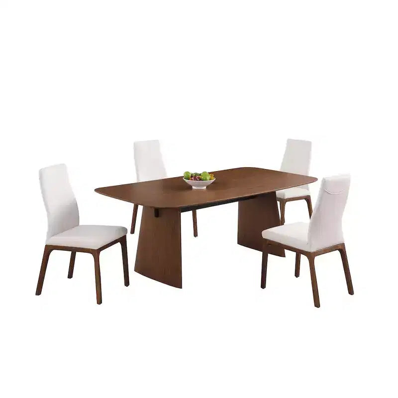 Chintaly, Chaise latérale rembourrée avec dossier à contour moderne et base en bois massif - 2 par boîte