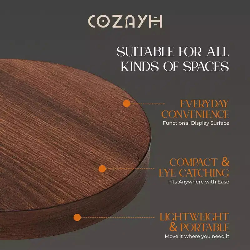 COZAYH Petite Table d'Appoint Pied Colonne, Meuble de Salon, Expresso Clair, Lot de 2