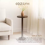 COZAYH Petite Table d'Appoint Pied Colonne, Meuble de Salon, Expresso Clair, Lot de 2