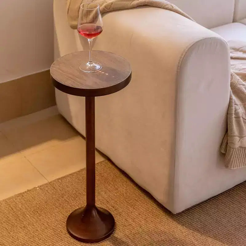 COZAYH Petite Table d'Appoint Pied Colonne, Meuble de Salon, Expresso Clair, Lot de 2