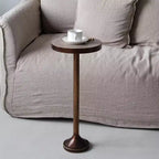 COZAYH Petite Table d'Appoint Pied Colonne, Meuble de Salon, Expresso Clair, Lot de 2