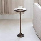 COZAYH Petite Table d'Appoint Pied Colonne, Meuble de Salon, Expresso Clair, Lot de 2
