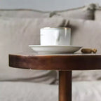 COZAYH Petite Table d'Appoint Pied Colonne, Meuble de Salon, Expresso Clair, Lot de 2