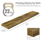 Lot de 3 étagères murales flottantes Sorbus de 140 cm – pour salle de bain, décoration murale pour chambre, cuisine, salon, rangement de livres