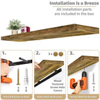 Lot de 3 étagères murales flottantes Sorbus de 140 cm – pour salle de bain, décoration murale pour chambre, cuisine, salon, rangement de livres