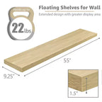 Sorbus Lot de 2 étagères murales flottantes de 140 cm – pour salle de bain, décoration murale de chambre à coucher, cuisine, salon, rangement de livres