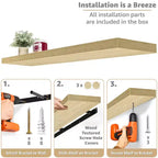Sorbus Lot de 2 étagères murales flottantes de 140 cm – pour salle de bain, décoration murale de chambre à coucher, cuisine, salon, rangement de livres