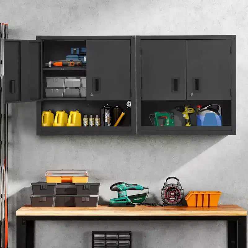 Armoire murale avec étagère réglable, casier de garage en acier robuste avec portes magnétiques verrouillables, armoire à outils pour entrepôt, bureau à domicile, cuisine