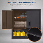 Armoire murale avec étagère réglable, casier de garage en acier robuste avec portes magnétiques verrouillables, armoire à outils pour entrepôt, bureau à domicile, cuisine