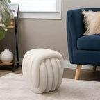 Tabouret décoratif en forme de nœud pour la décoration intérieure - Pouf au design inspiré de l'art moderne, parfait pour une coiffeuse, une chambre ou un salon - 18, Blanc