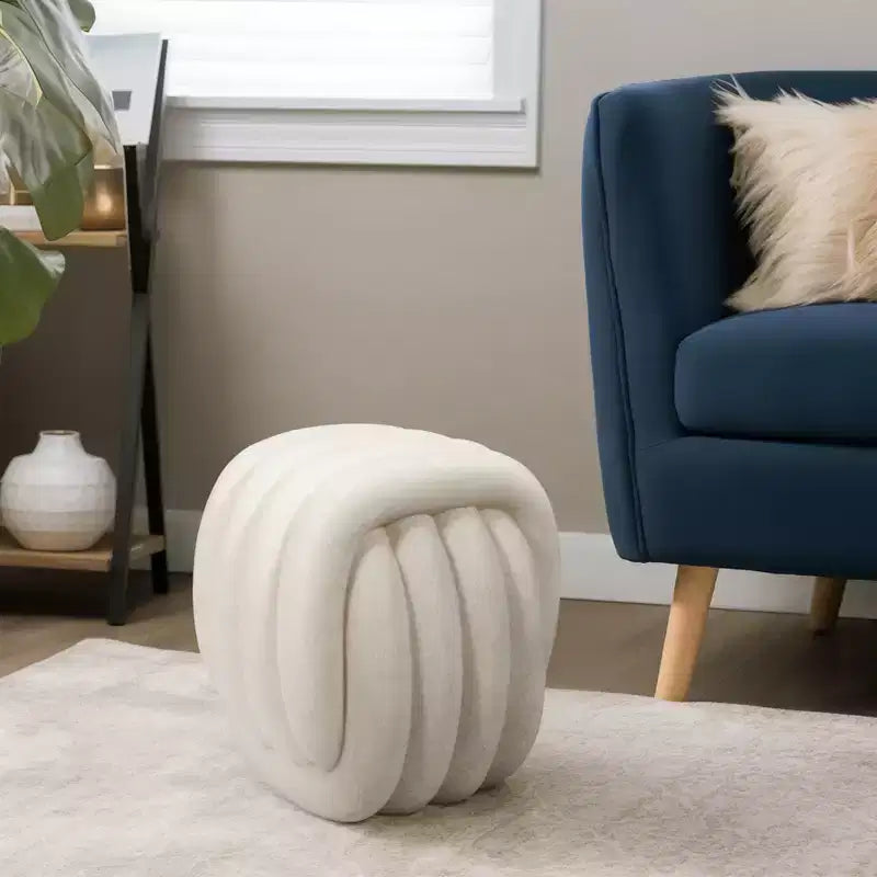 Tabouret décoratif en forme de nœud pour la décoration intérieure - Pouf au design inspiré de l'art moderne, parfait pour une coiffeuse, une chambre ou un salon - 18, Blanc