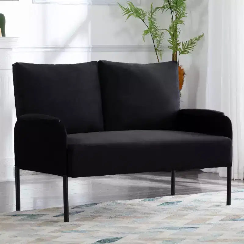 MAYEERTY Causeuse Moderne de 117 cm, Structure en Métal Thermolaqué, Coussins Amovibles, Pieds Anti-Rayures