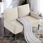 MAYEERTY Causeuse Moderne de 117 cm, Structure en Métal Thermolaqué, Coussins Amovibles, Pieds Anti-Rayures