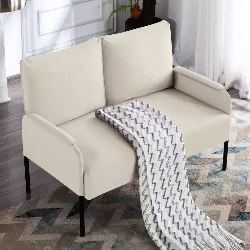 MAYEERTY Causeuse Moderne de 117 cm, Structure en Métal Thermolaqué, Coussins Amovibles, Pieds Anti-Rayures