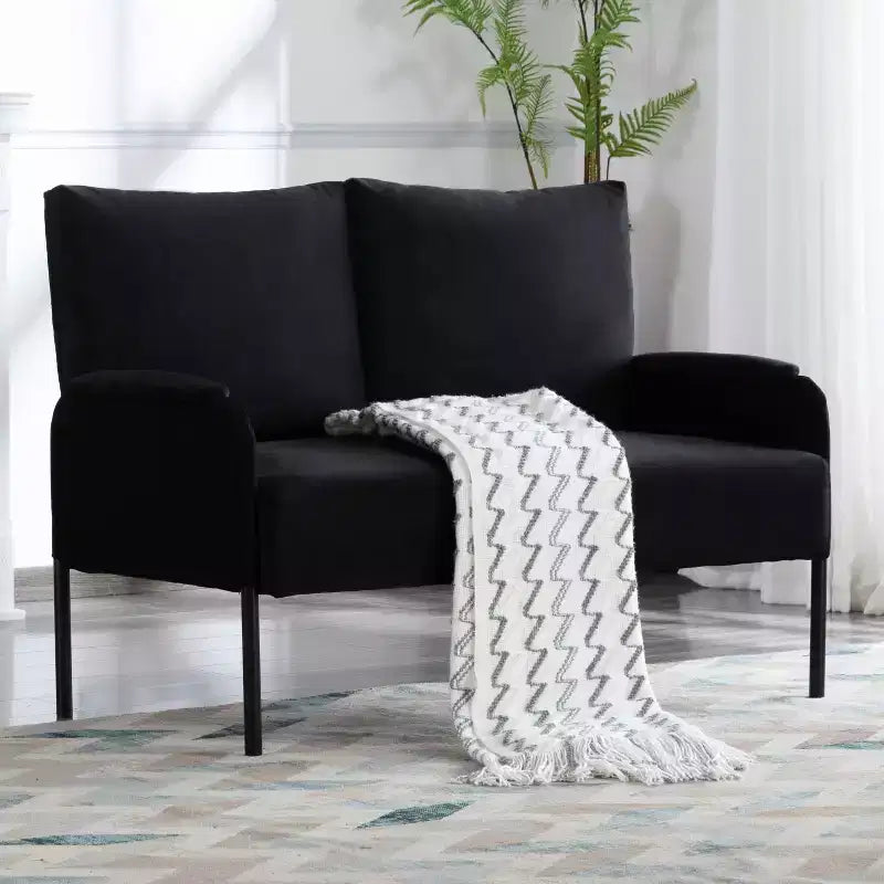 MAYEERTY Causeuse Moderne de 117 cm, Structure en Métal Thermolaqué, Coussins Amovibles, Pieds Anti-Rayures