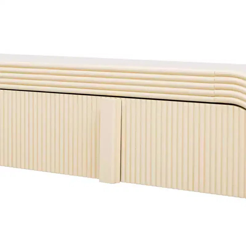 Console d'entrée minimaliste Whisen avec courbes douces et arrondies, tiroirs rainurés élégants et surface brillante durable