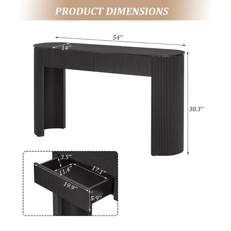 Console d'entrée minimaliste Whisen avec courbes douces et arrondies, tiroirs rainurés élégants et surface brillante durable