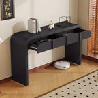 Console d'entrée minimaliste Whisen avec courbes douces et arrondies, tiroirs rainurés élégants et surface brillante durable