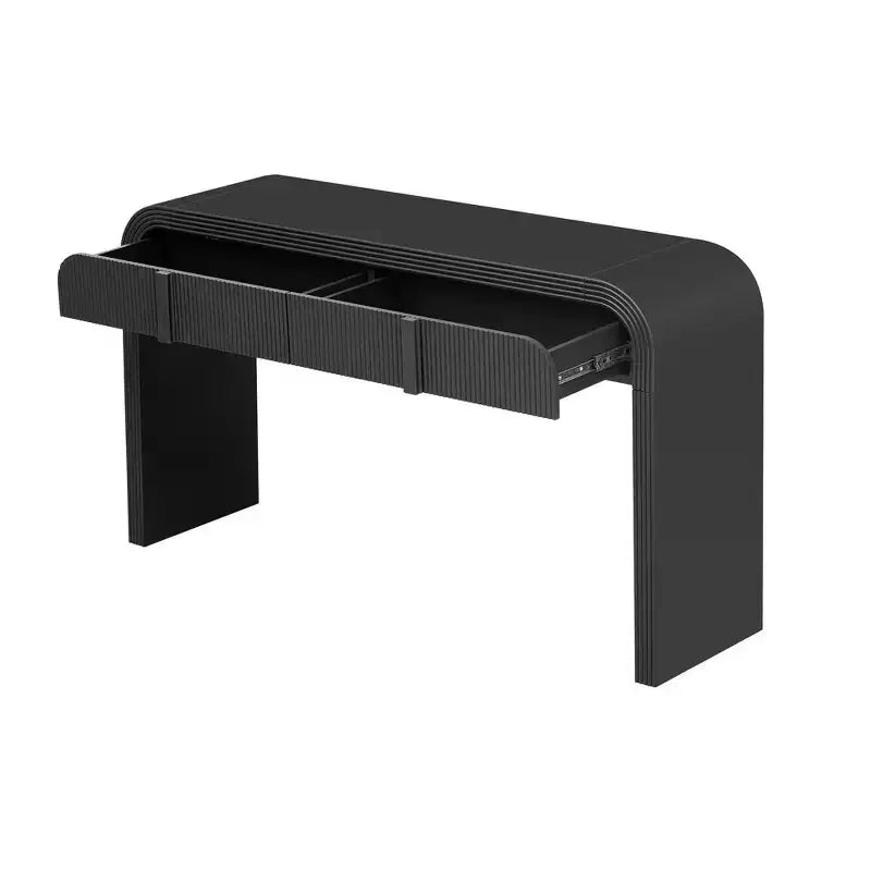 Console d'entrée minimaliste Whisen avec courbes douces et arrondies, tiroirs rainurés élégants et surface brillante durable