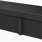 Console d'entrée minimaliste Whisen avec courbes douces et arrondies, tiroirs rainurés élégants et surface brillante durable