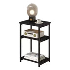 Table d'appoint de canapé moderne, petite table de chevet à 3 niveaux en bois avec cadre en métal, table de chevet d'appoint pour petit espace