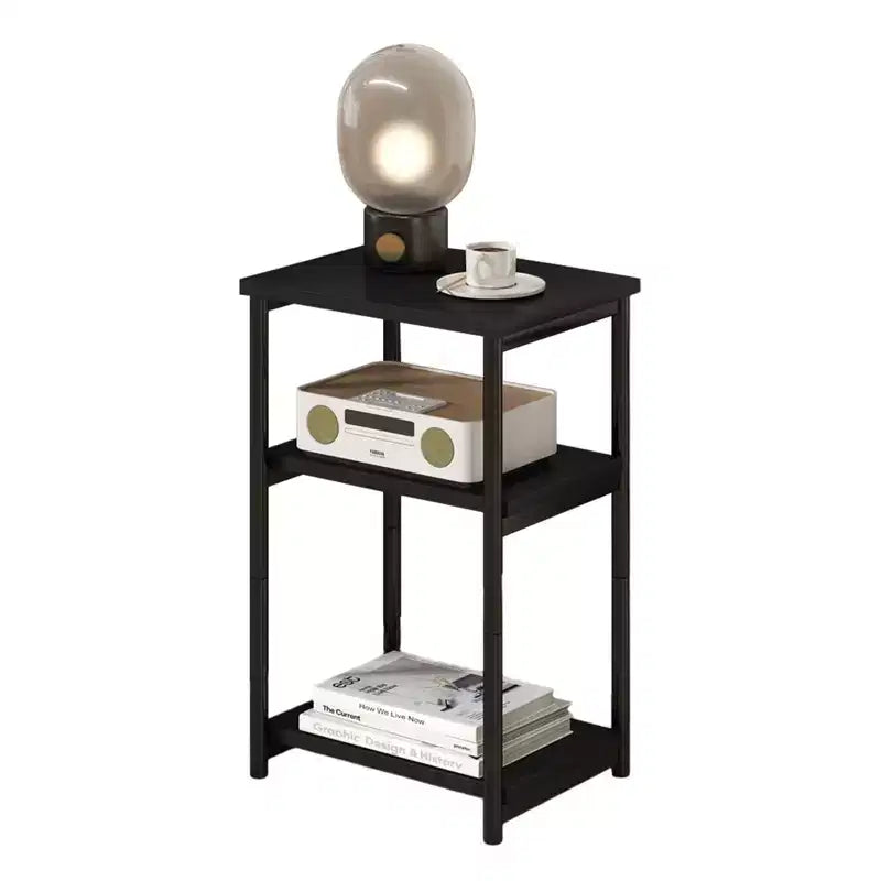 Table d'appoint de canapé moderne, petite table de chevet à 3 niveaux en bois avec cadre en métal, table de chevet d'appoint pour petit espace