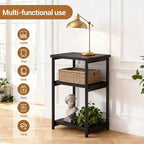 Table d'appoint de canapé moderne, petite table de chevet à 3 niveaux en bois avec cadre en métal, table de chevet d'appoint pour petit espace