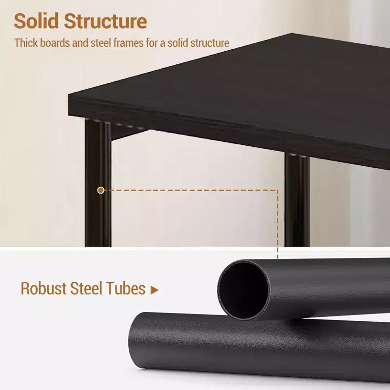 Table d'appoint de canapé moderne, petite table de chevet à 3 niveaux en bois avec cadre en métal, table de chevet d'appoint pour petit espace