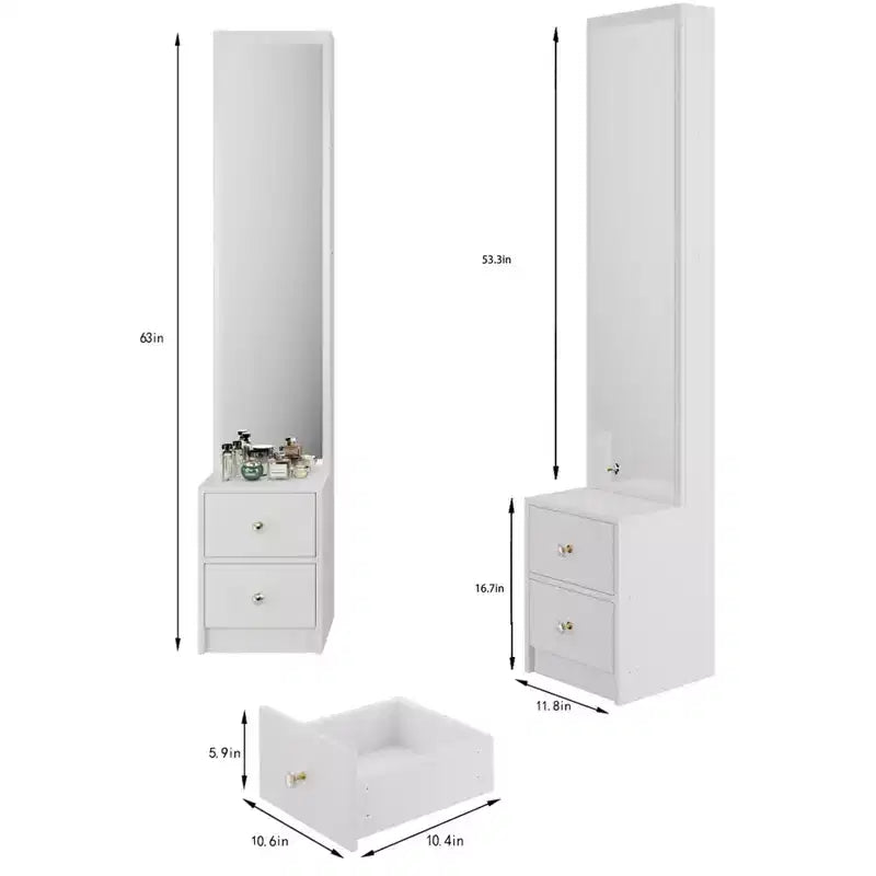 Longueur 11,8 x Largeur 15,7 x Hauteur 63 Armoire de rangement avec miroir simple et élégant, Armoire miroir pleine longueur, Miroir extra large