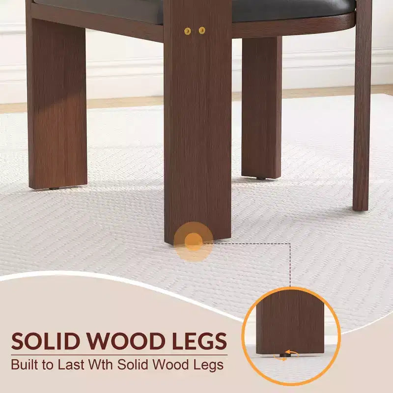 Lot de 2 chaises de salle à manger modernes du milieu du siècle, revêtement en similicuir avec dossier incurvé et cadre en bois d'hévéa, chaises d'appoint de cuisine élégantes