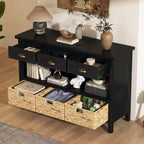 Console d'entrée vintage Whisen, Table d'appoint de canapé avec structure en bois stable, conception résistante et rangement pratique