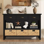 Console d'entrée vintage Whisen, Table d'appoint de canapé avec structure en bois stable, conception résistante et rangement pratique