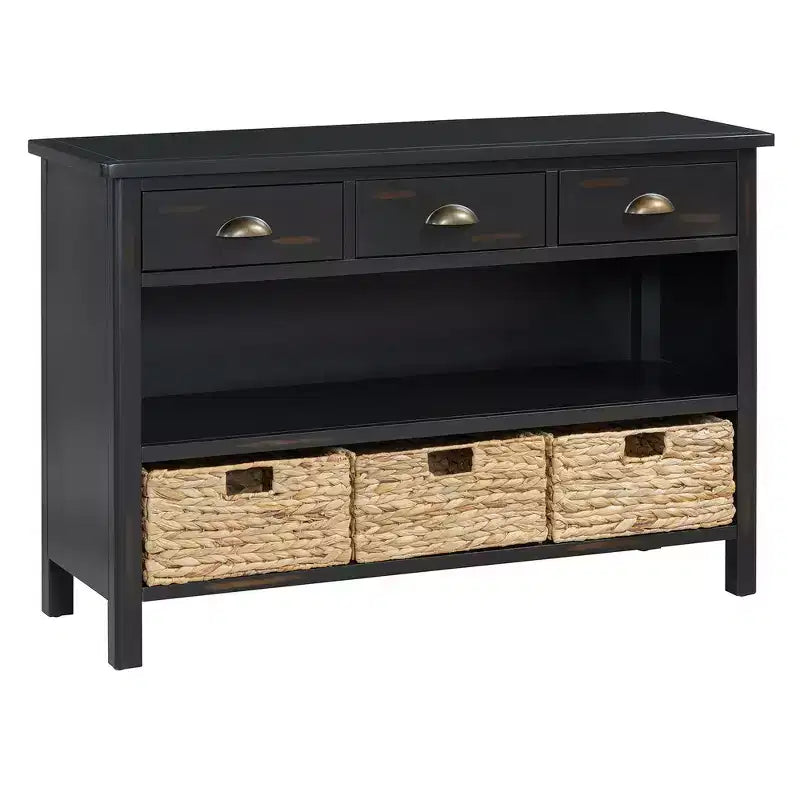 Console d'entrée vintage Whisen, Table d'appoint de canapé avec structure en bois stable, conception résistante et rangement pratique