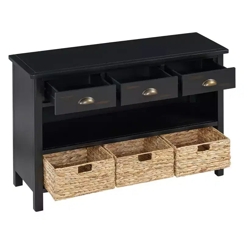 Console d'entrée vintage Whisen, Table d'appoint de canapé avec structure en bois stable, conception résistante et rangement pratique