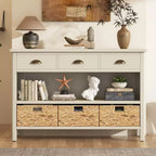 Console d'entrée vintage Whisen, Table d'appoint de canapé avec structure en bois stable, conception résistante et rangement pratique