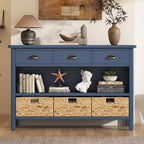 Console d'entrée vintage Whisen, Table d'appoint de canapé avec structure en bois stable, conception résistante et rangement pratique