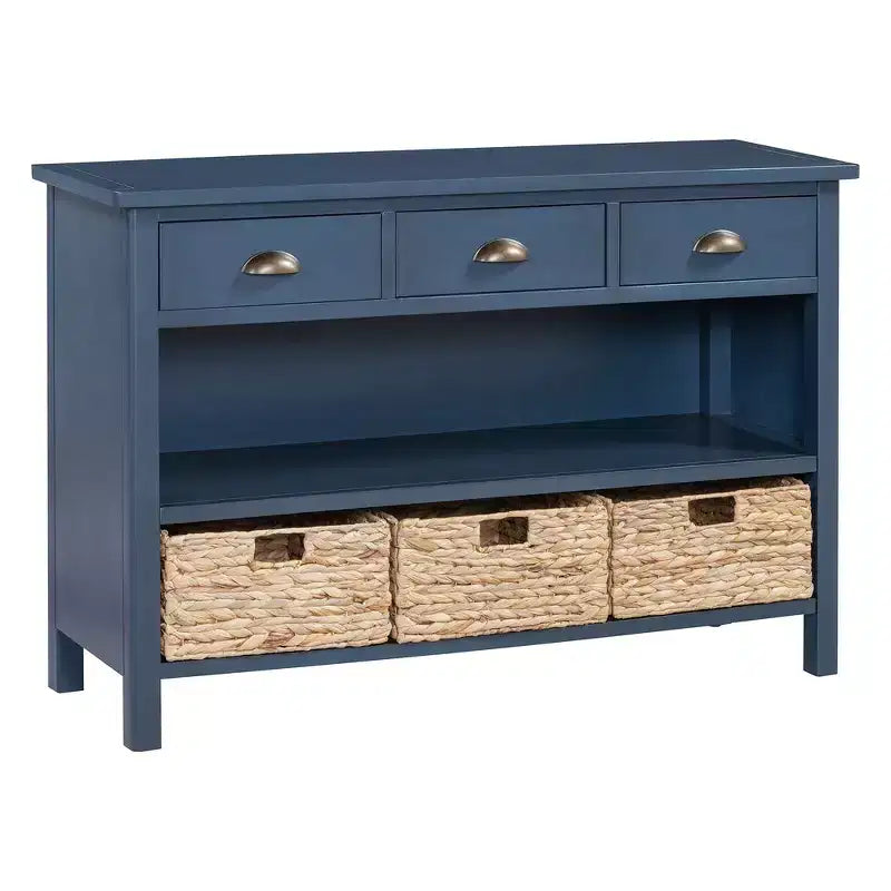 Console d'entrée vintage Whisen, Table d'appoint de canapé avec structure en bois stable, conception résistante et rangement pratique