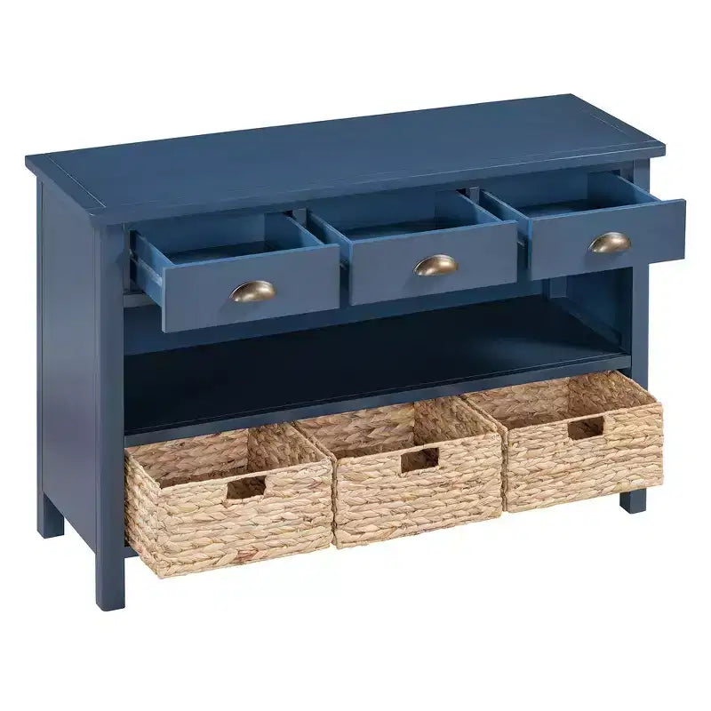 Console d'entrée vintage Whisen, Table d'appoint de canapé avec structure en bois stable, conception résistante et rangement pratique
