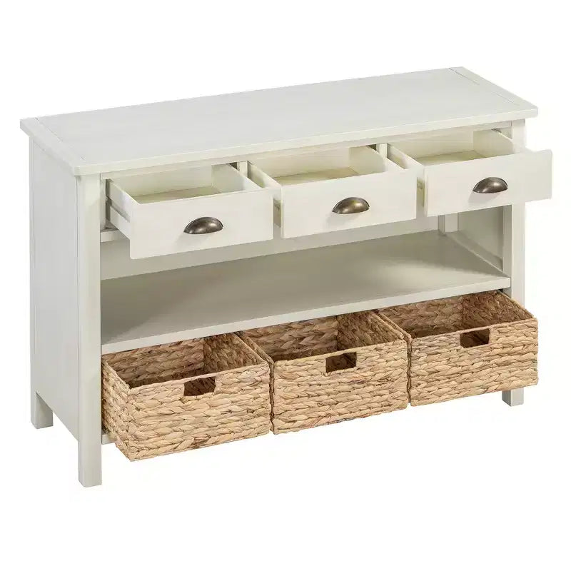Console d'entrée vintage Whisen, Table d'appoint de canapé avec structure en bois stable, conception résistante et rangement pratique