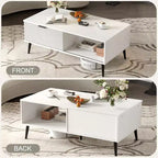 Table basse de ferme – Porte coulissante cannelée et plateau en bois, pour maison, appartement, bureau