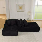 Canapé paresseux deux places en velours côtelé EHMKNP, chaise longue modulaire moderne avec coussins