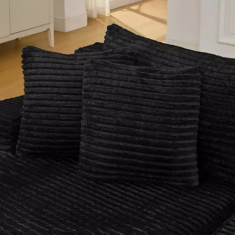 Canapé paresseux deux places en velours côtelé EHMKNP, chaise longue modulaire moderne avec coussins