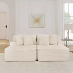 Canapé paresseux deux places en velours côtelé EHMKNP, chaise longue modulaire moderne avec coussins
