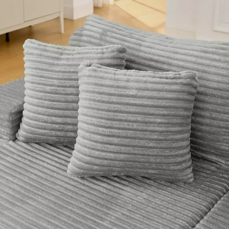 Canapé paresseux deux places en velours côtelé EHMKNP, chaise longue modulaire moderne avec coussins