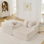 Canapé paresseux deux places en velours côtelé EHMKNP, chaise longue modulaire moderne avec coussins
