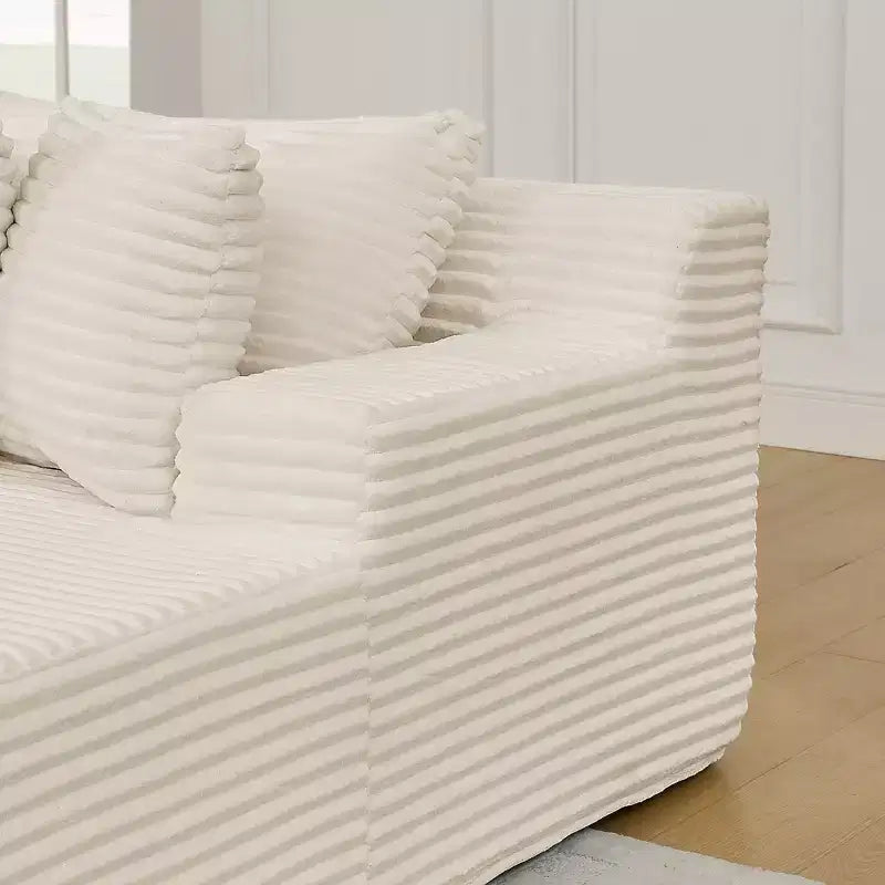 Canapé paresseux deux places en velours côtelé EHMKNP, chaise longue modulaire moderne avec coussins