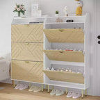 Meuble à chaussures de rangement pour entrée, ultra fin avec 3 tiroirs basculants, meuble à chaussures étroit de 79 cm de large pour porte d'entrée, organisateur de chaussures autoportant