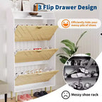 Meuble à chaussures de rangement pour entrée, ultra fin avec 3 tiroirs basculants, meuble à chaussures étroit de 79 cm de large pour porte d'entrée, organisateur de chaussures autoportant