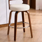 Lot de 2 tabourets de bar pivotants FERPIT 26 en similicuir avec pieds en bois courbé
