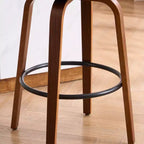 Lot de 2 tabourets de bar pivotants FERPIT 26 en similicuir avec pieds en bois courbé